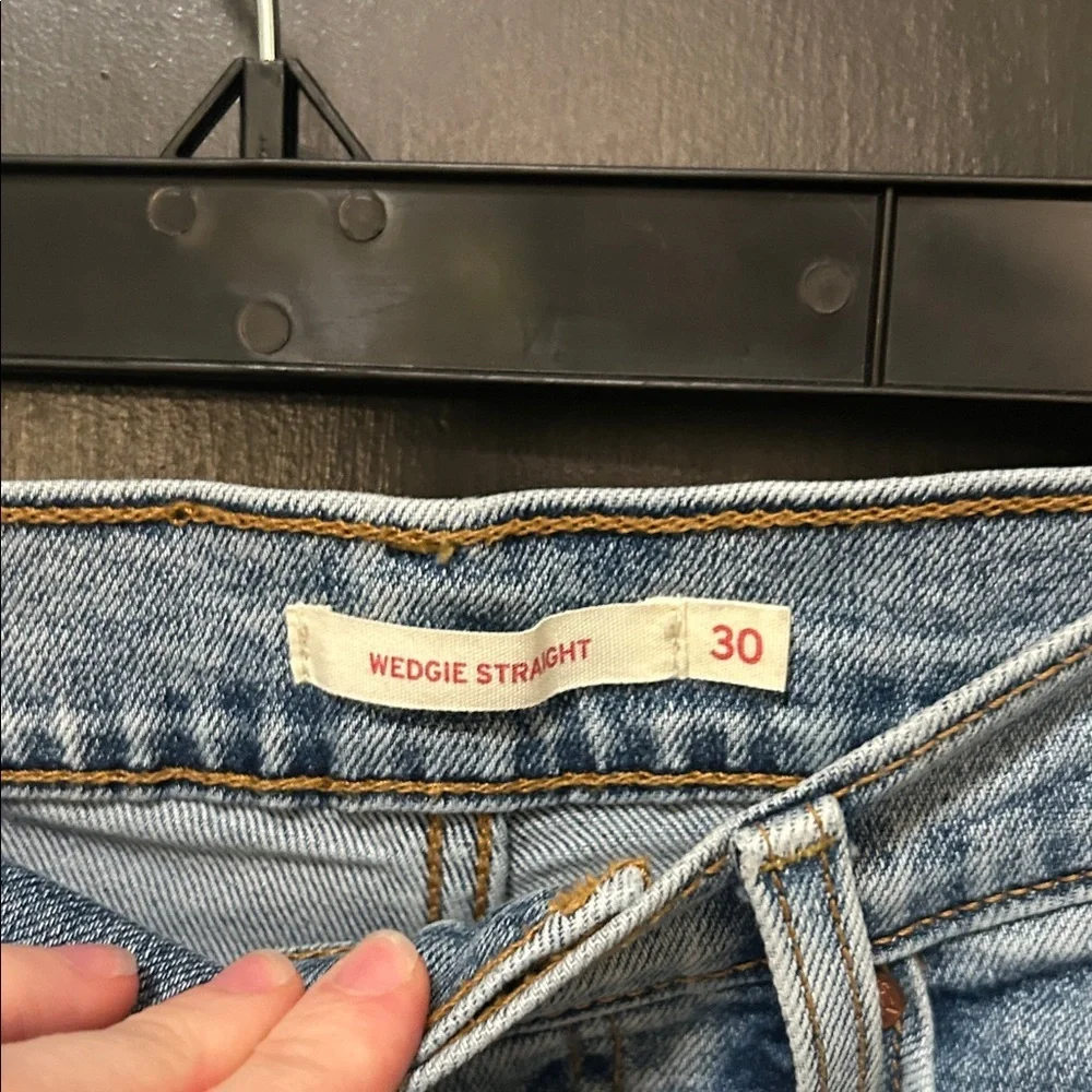 Levi’s Light Blue Distressed Wedgie Straight Jeans - Picture 2 of 6